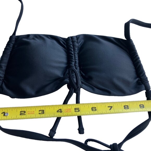 Aerie XXS Ruched Bandeau Tie back bikini top in black NW - Picture 2 of 8